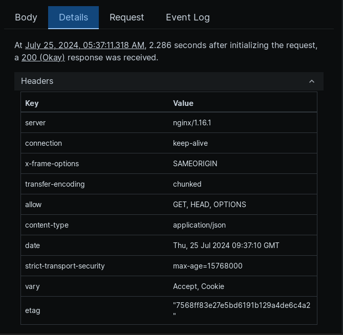 Response Details Example